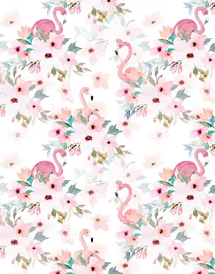 Blackout roller blind with flamingos among the flowers pattern