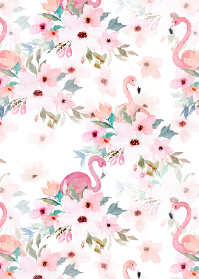 Blackout roller blind Flamingos among the flowers
