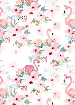 Blackout roller blind with flamingos among the flowers pattern