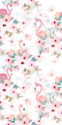 Blackout roller blind Flamingos among the flowers