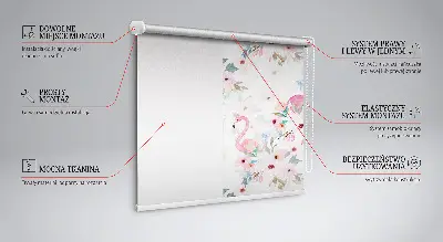 Blackout roller blind with flamingos among the flowers pattern