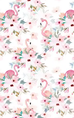 Blackout roller blind with flamingos among the flowers pattern