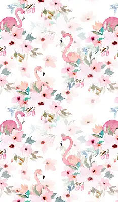 Blackout roller blind with flamingos among the flowers pattern