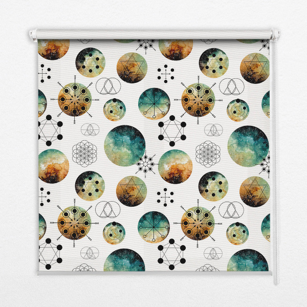 Blackout roller blind for window Colored circles