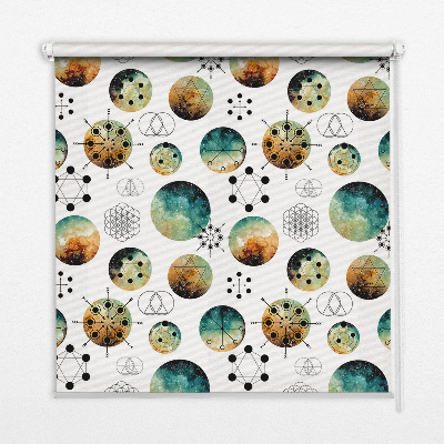 Blackout roller blind for window Colored circles