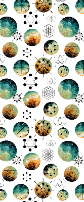 Blackout roller blind with colored circles pattern