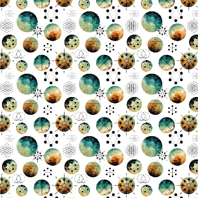 Blackout roller blind with colored circles pattern