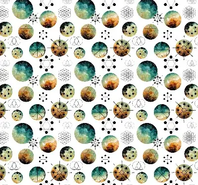 Blackout roller blind with colored circles pattern