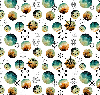 Blackout roller blind with colored circles pattern