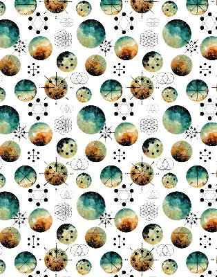 Blackout roller blind with colored circles pattern