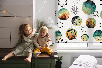 Blackout roller blind for window Colored circles