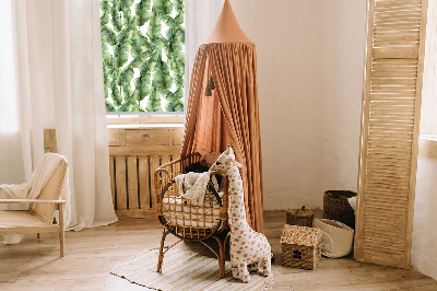 Fabric roller blind for window leaves pattern