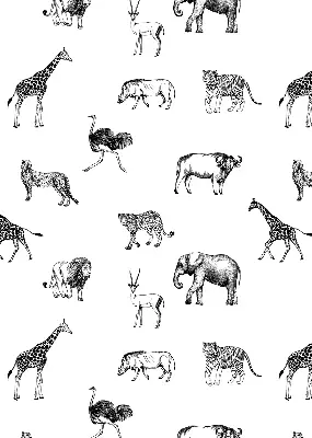 Blackout roller blind with animal print