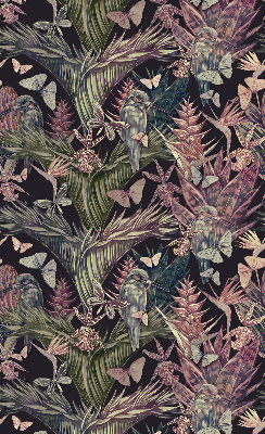 Blackout roller blind for window Exotic plants and birds