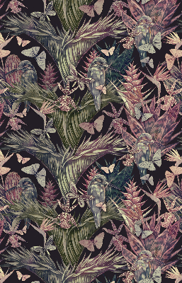 Blackout roller blind for window Exotic plants and birds