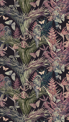 Blackout roller blind for window Exotic plants and birds