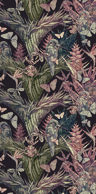 Blackout roller blind for window Exotic plants and birds