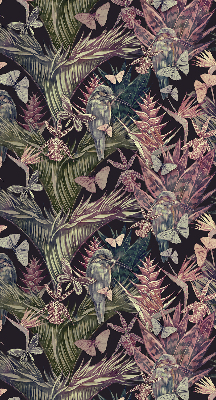 Blackout roller blind for window Exotic plants and birds