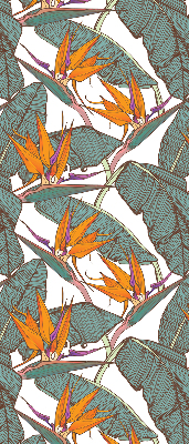 Fabric roller blind for window Flowers and leaves
