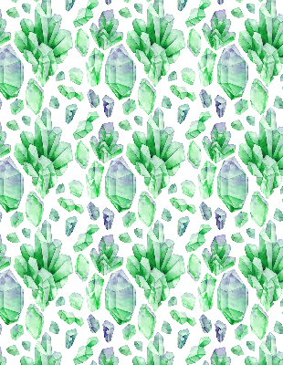 Fabric roller blind for window Green crystals