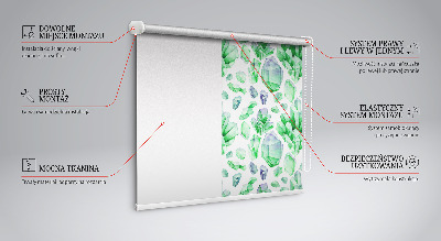 Fabric roller blind for window Green crystals