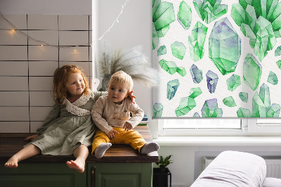 Fabric roller blind for window Green crystals