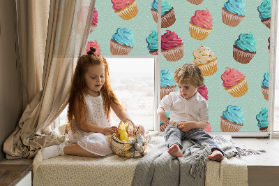 Blackout roller blind for window Cupcakes
