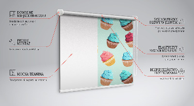 Blackout roller blind for window Cupcakes