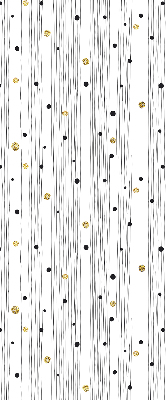 Fabric roller blind for window with stripes and dots pattern