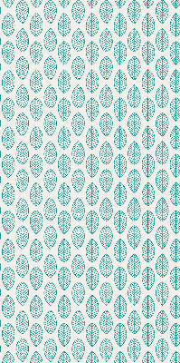 Blackout roller blind with blue leaves pattern