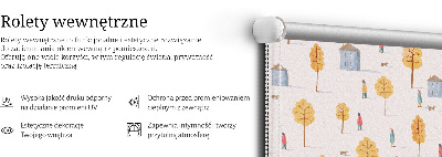Fabric roller blind for window Houses among the trees