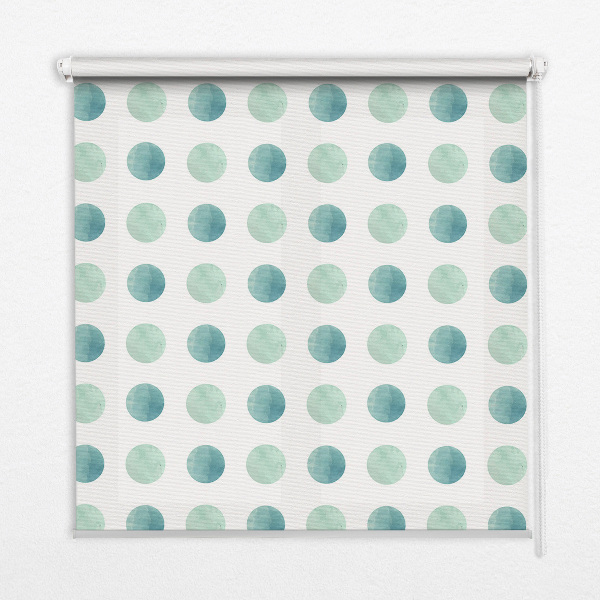 Blackout roller blind for window Turquoise dots on a white background