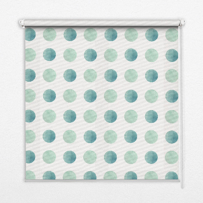 Blackout roller blind for window Turquoise dots on a white background