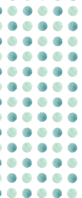 Blackout roller blind with turquoise dots on a white background