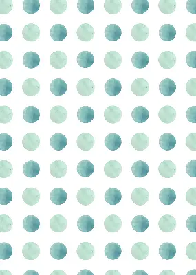 Blackout roller blind with turquoise dots on a white background