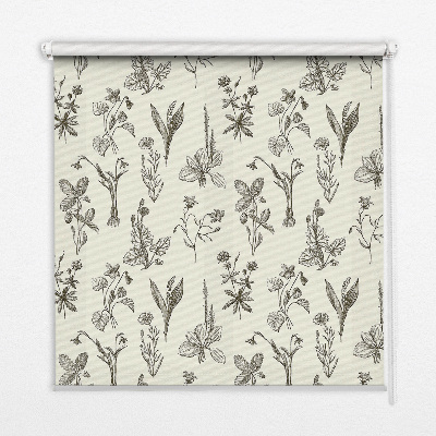 Blackout roller blind for window Drawn flowers