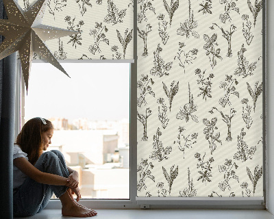 Blackout roller blind for window Drawn flowers