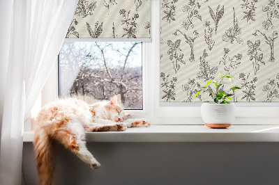 Blackout roller blind for window Drawn flowers