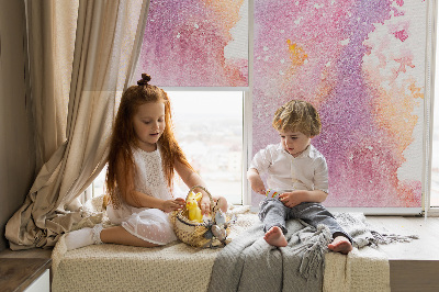 Blackout roller blind artistic paint spill design