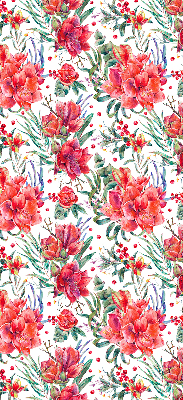Blackout roller blind for window Red flowers