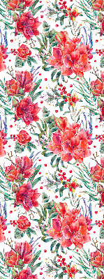 Blackout roller blind red flower pattern