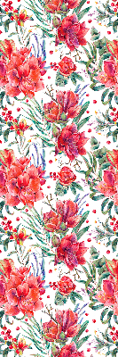 Blackout roller blind for window Red flowers