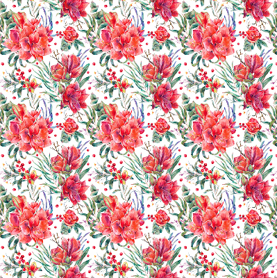 Blackout roller blind for window Red flowers