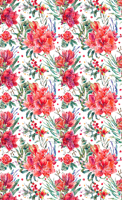 Blackout roller blind for window Red flowers