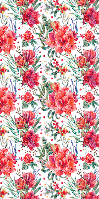 Blackout roller blind for window Red flowers