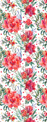 Blackout roller blind for window Red flowers