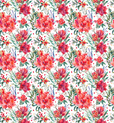 Blackout roller blind red flower pattern