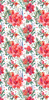 Blackout roller blind for window Red flowers