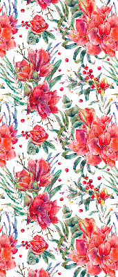 Blackout roller blind for window Red flowers