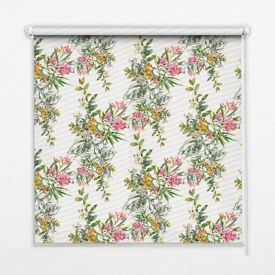 Fabric roller blind for window Flowers
